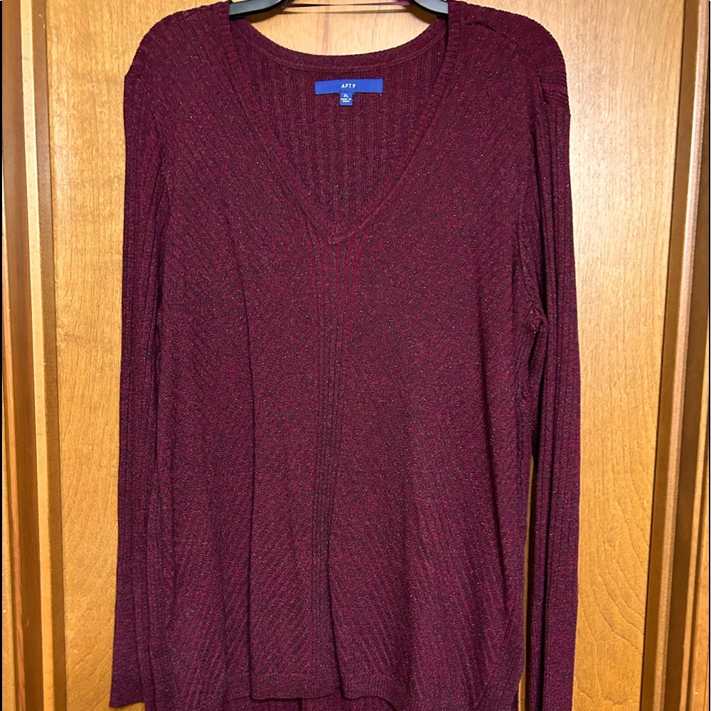 Apt. 9 Women's V-Neck Sweater - Rich Burgundy